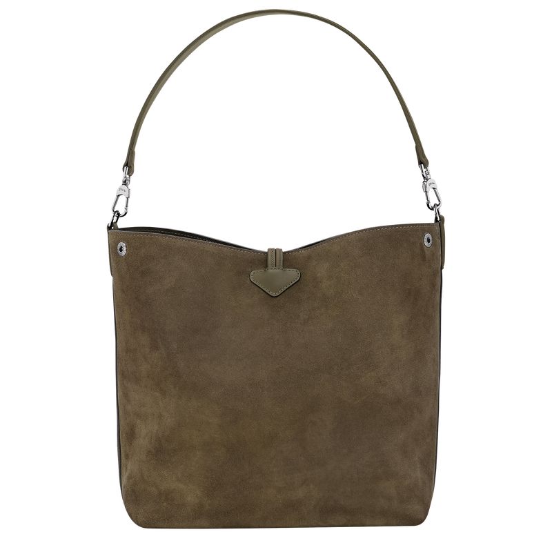 Women Longchamp Le Roseau M Hobo Bag Olive | Ireland-396DYIVOW