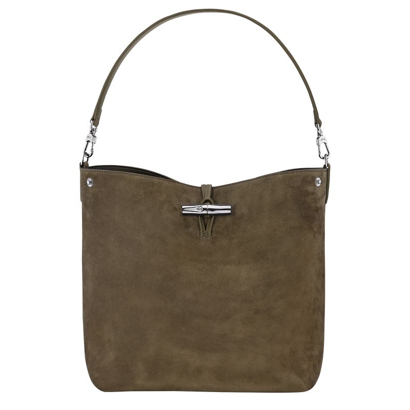 Women Longchamp Le Roseau M Hobo Bag Olive | Ireland-396DYIVOW