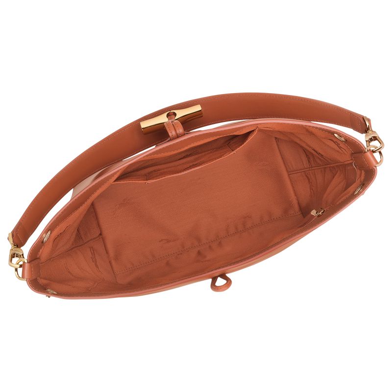 Women Longchamp Le Roseau M Hobo Bag Orange / Cream | Ireland-693GVBKRI