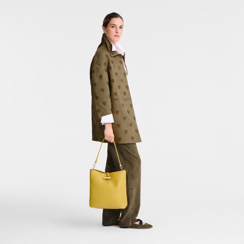 Women Longchamp Le Roseau M Hobo Bag Yellow | Ireland-128JQSKAT