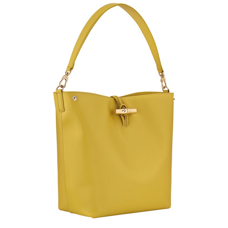 Women Longchamp Le Roseau M Hobo Bag Yellow | Ireland-128JQSKAT