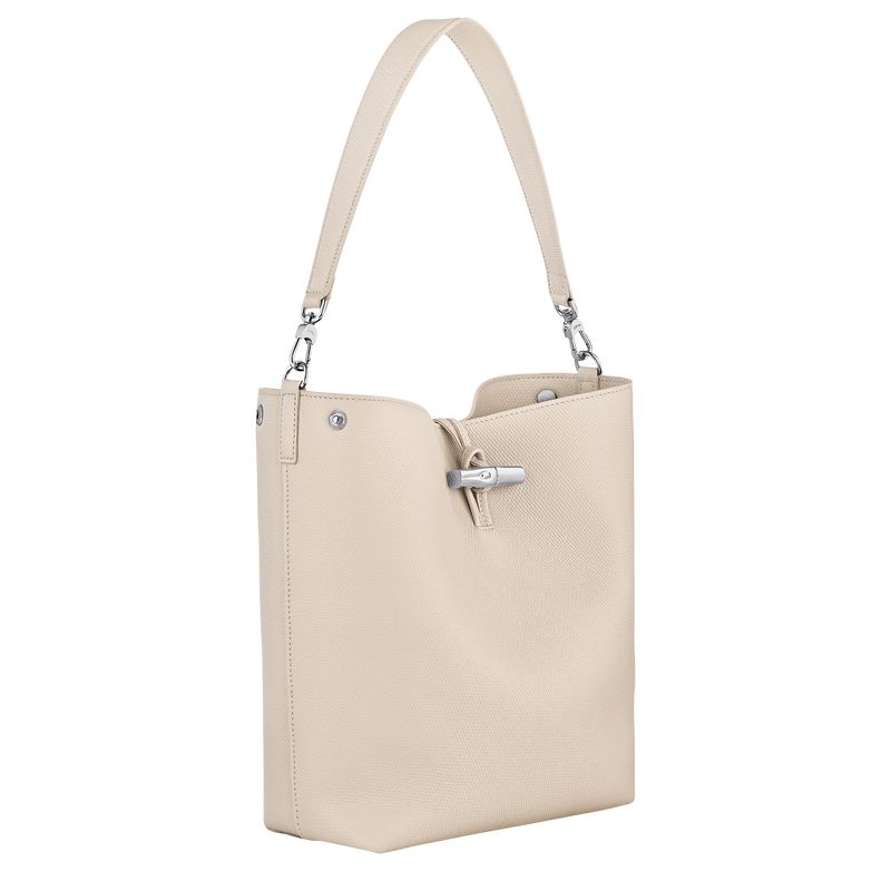 Women Longchamp Le Roseau M Shoulder Bag Beige | Ireland-357VKLSYI