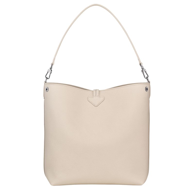 Women Longchamp Le Roseau M Shoulder Bag Beige | Ireland-357VKLSYI