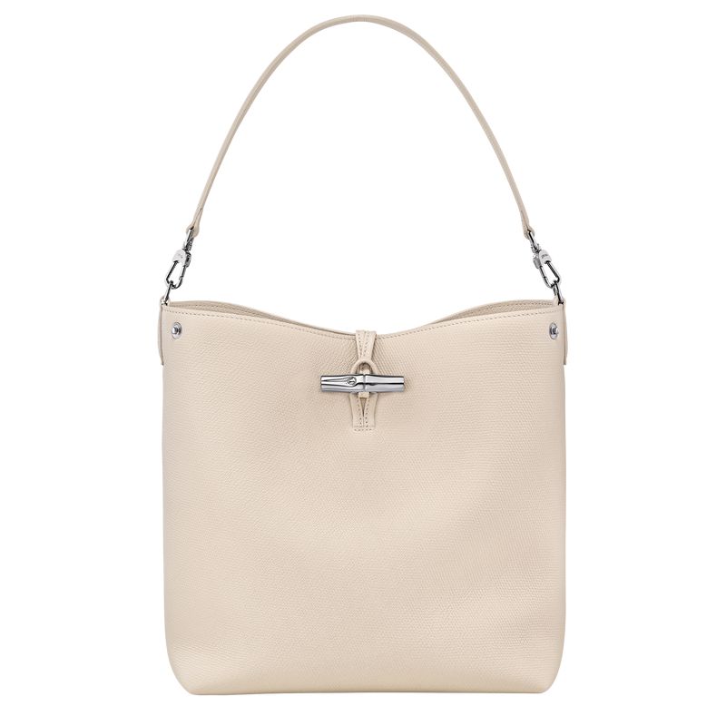 Women Longchamp Le Roseau M Shoulder Bag Beige | Ireland-357VKLSYI