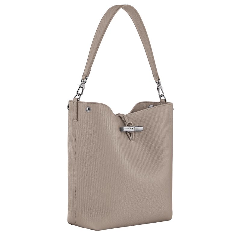 Women Longchamp Le Roseau M Shoulder Bag Beige | Ireland-816FBLRYW