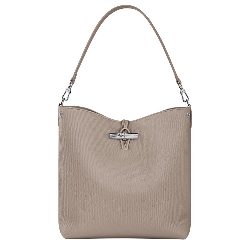 Women Longchamp Le Roseau M Shoulder Bag Beige | Ireland-816FBLRYW