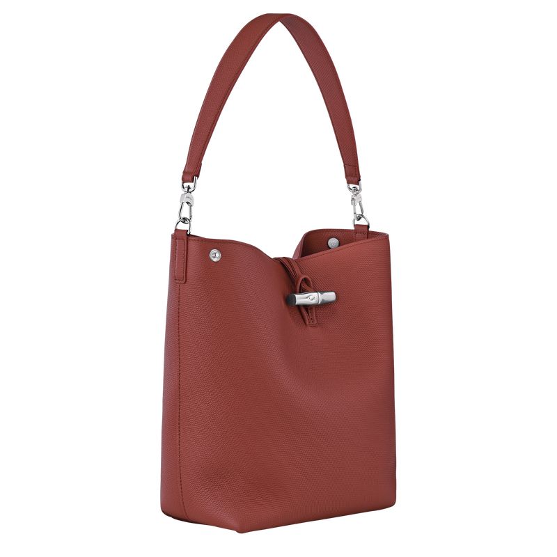Women Longchamp Le Roseau M Shoulder Bag Brown | Ireland-526UYHPKC