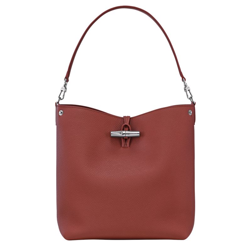 Women Longchamp Le Roseau M Shoulder Bag Brown | Ireland-526UYHPKC