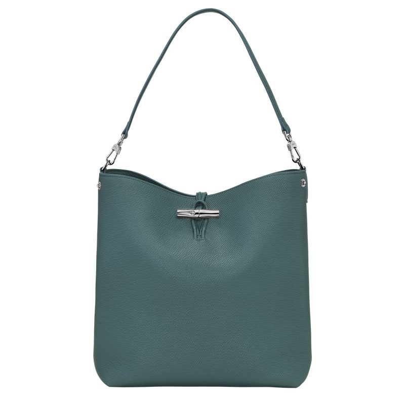Women Longchamp Le Roseau M Shoulder Bag Blue Green | Ireland-492ARBYEG