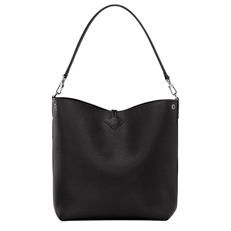 Women Longchamp Le Roseau M Shoulder Bag Black | Ireland-694PBFHEK