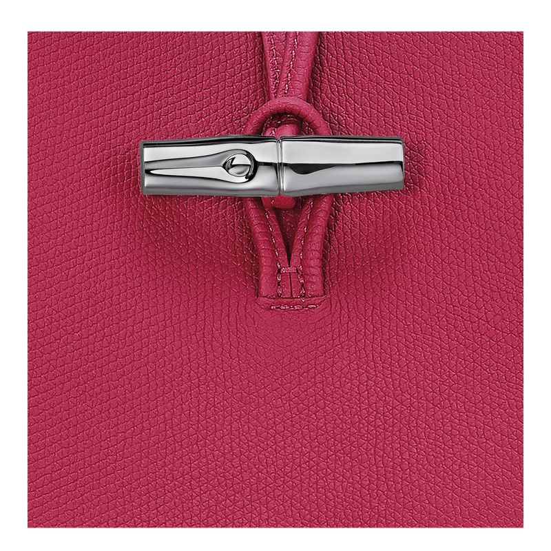 Women Longchamp Le Roseau M Shoulder Bag Dark Pink | Ireland-731VALUNQ