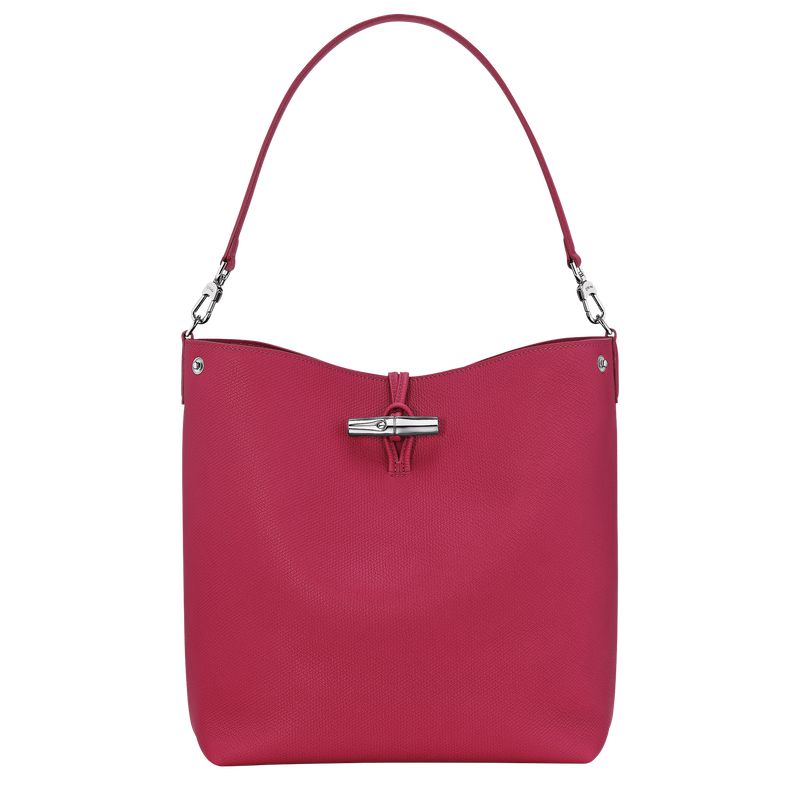 Women Longchamp Le Roseau M Shoulder Bag Dark Pink | Ireland-731VALUNQ