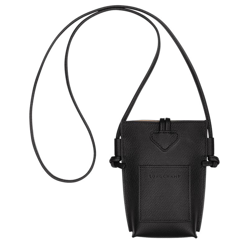 Women Longchamp Le Roseau Phone Case Black | Ireland-209ACZSYQ