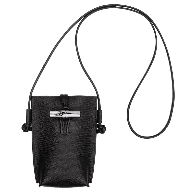 Women Longchamp Le Roseau Phone Case Black | Ireland-209ACZSYQ