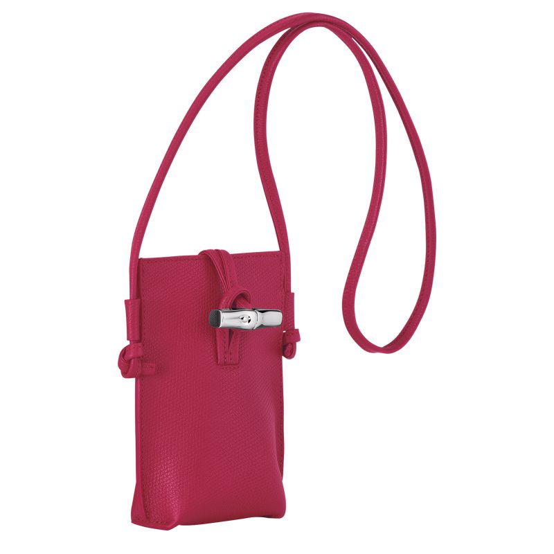 Women Longchamp Le Roseau Phone Case Dark Pink | Ireland-276PSDVOJ