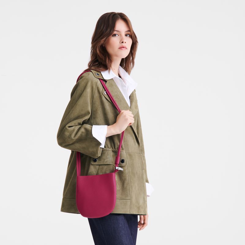 Women Longchamp Le Roseau S Crossbody Bag Dark Pink | Ireland-634RLQSMV