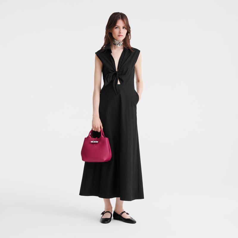 Women Longchamp Le Roseau S Handbag Dark Pink | Ireland-607BJYEGA
