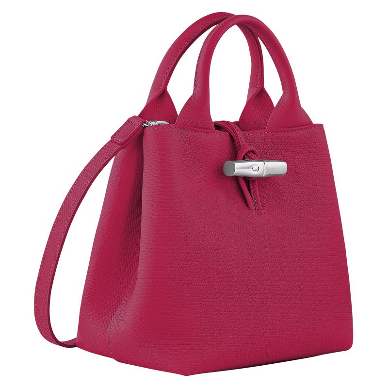 Women Longchamp Le Roseau S Handbag Dark Pink | Ireland-607BJYEGA