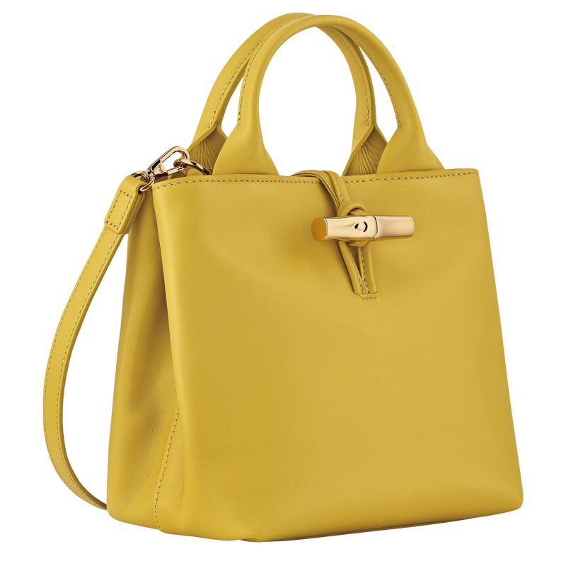 Women Longchamp Le Roseau S Handbag Yellow | Ireland-680BNLVTG