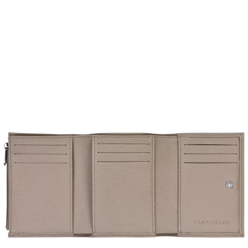 Women Longchamp Le Roseau Wallet Beige | Ireland-975XJSGRN
