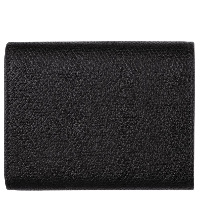 Women Longchamp Le Roseau Wallet Black | Ireland-459BUCSJE