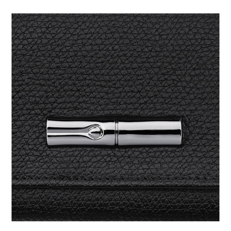 Women Longchamp Le Roseau Wallet Black | Ireland-459BUCSJE