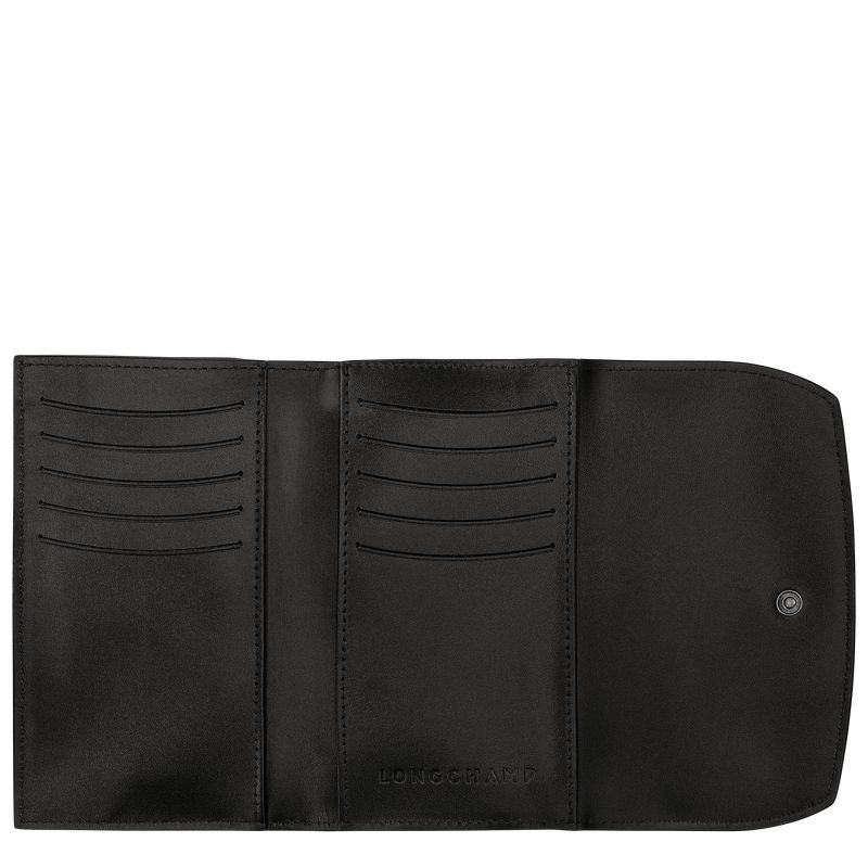 Women Longchamp Le Roseau Wallet Black | Ireland-294IWAYDV