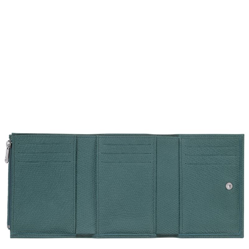 Women Longchamp Le Roseau Wallet Blue Green | Ireland-108ETKULR