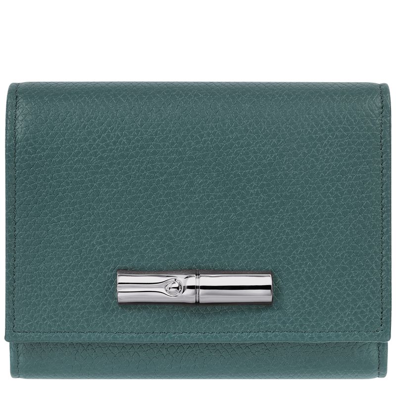 Women Longchamp Le Roseau Wallet Blue Green | Ireland-108ETKULR