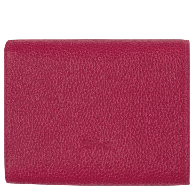 Women Longchamp Le Roseau Wallet Dark Pink | Ireland-314CDAYWV