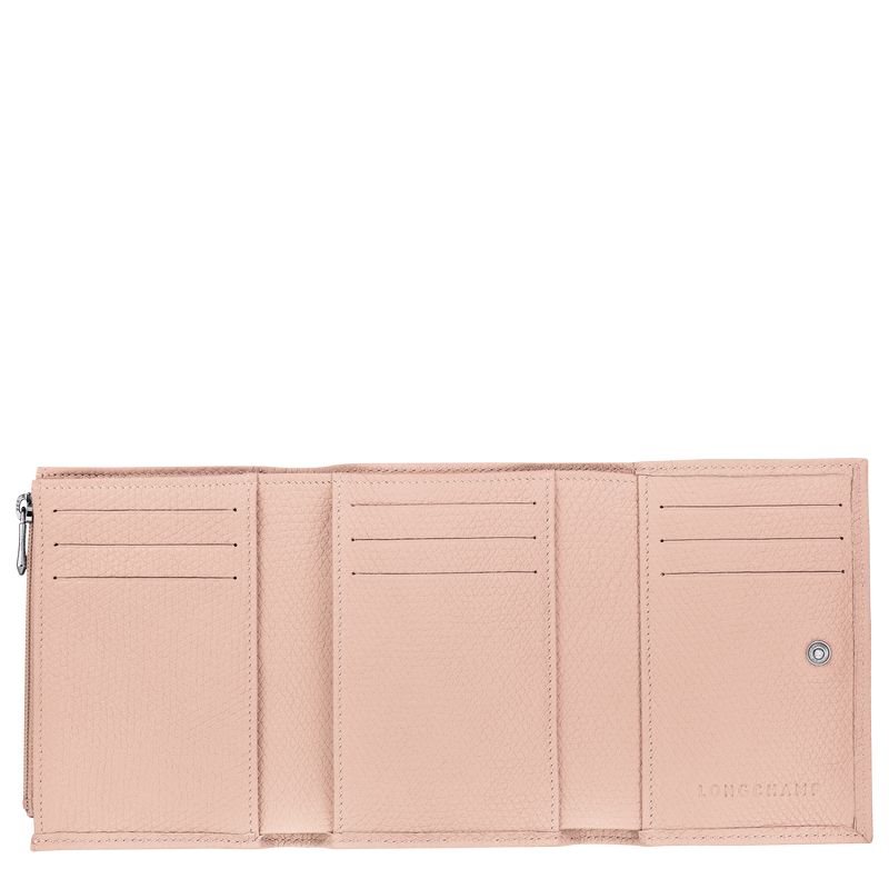 Women Longchamp Le Roseau Wallet Rose | Ireland-042RMNEWS