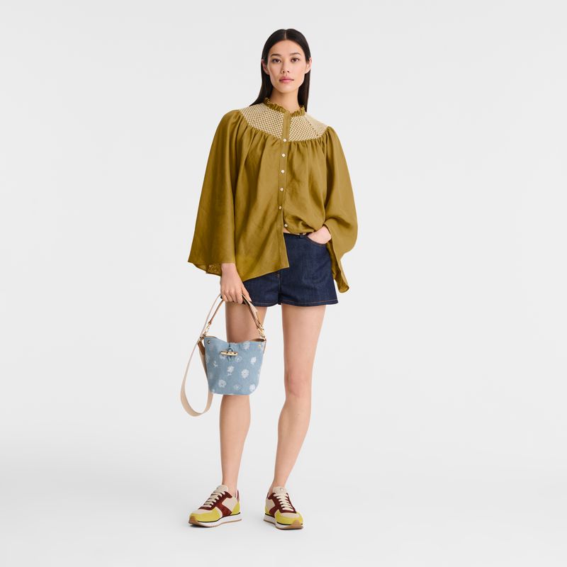 Women Longchamp Le Roseau Xs Bucket Bag Blue | Ireland-612CSHEFO