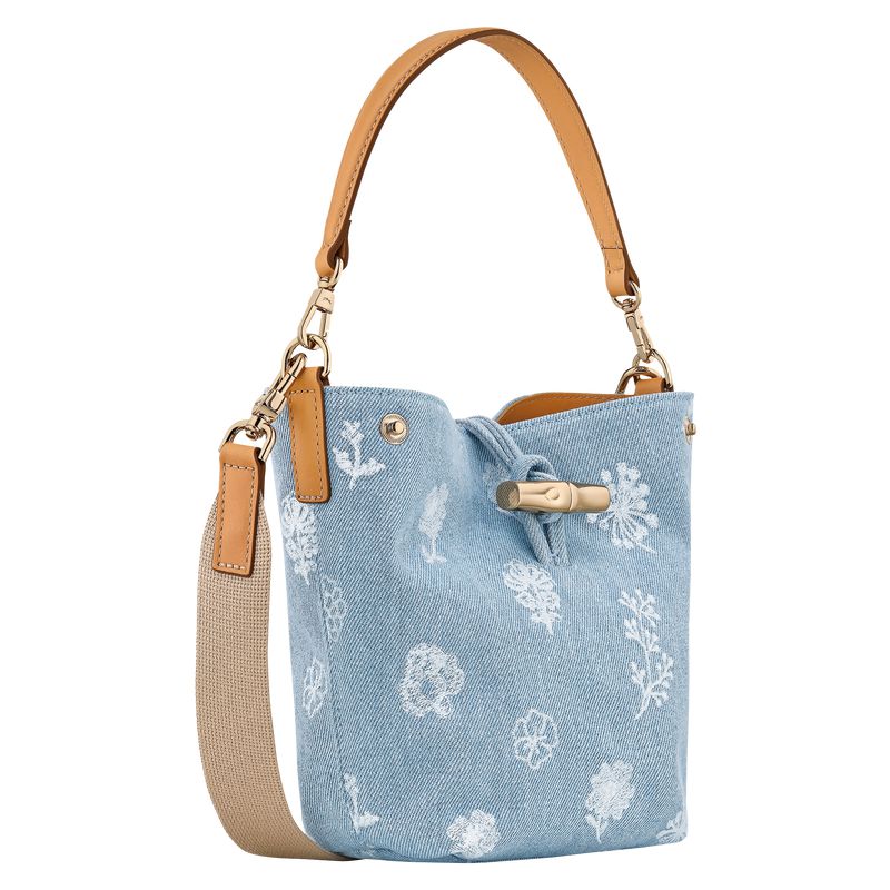 Women Longchamp Le Roseau Xs Bucket Bag Blue | Ireland-612CSHEFO