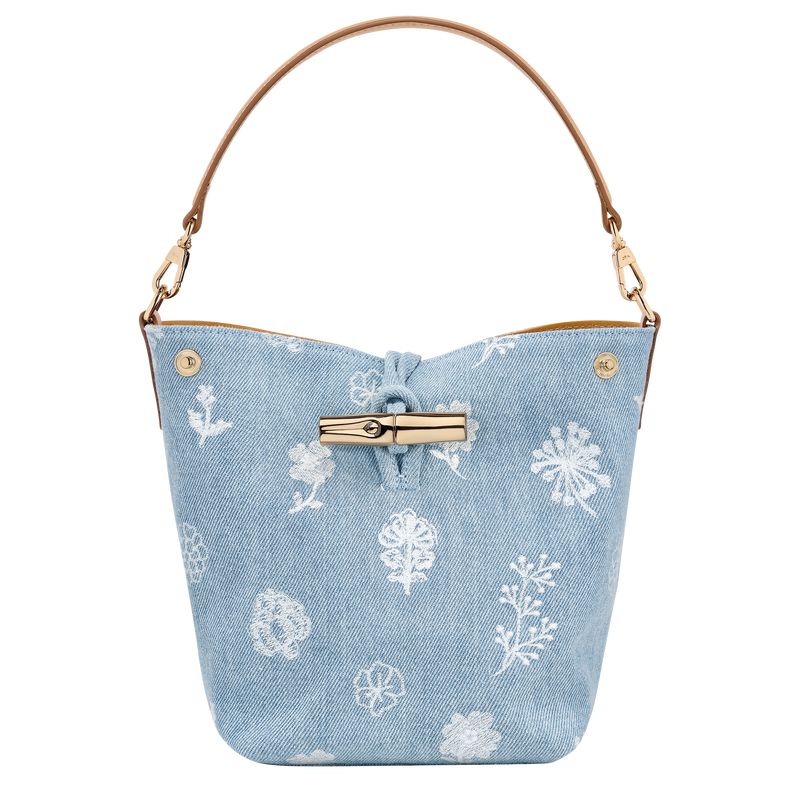 Women Longchamp Le Roseau Xs Bucket Bag Blue | Ireland-612CSHEFO