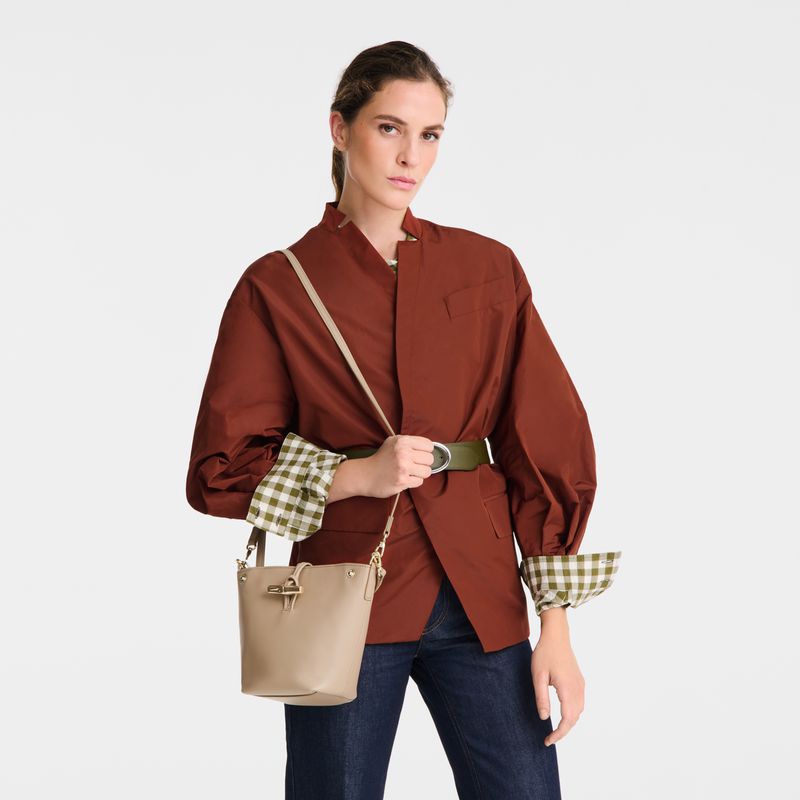 Women Longchamp Le Roseau Xs Bucket Bag Beige | Ireland-561JVSXRP
