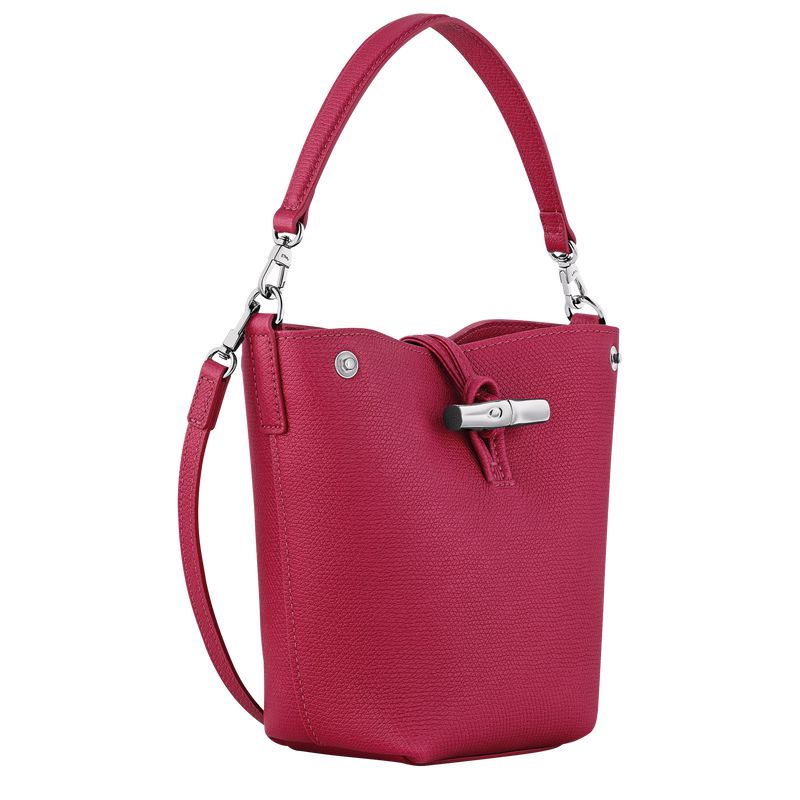 Women Longchamp Le Roseau Xs Bucket Bag Dark Pink | Ireland-908ZBWSOL