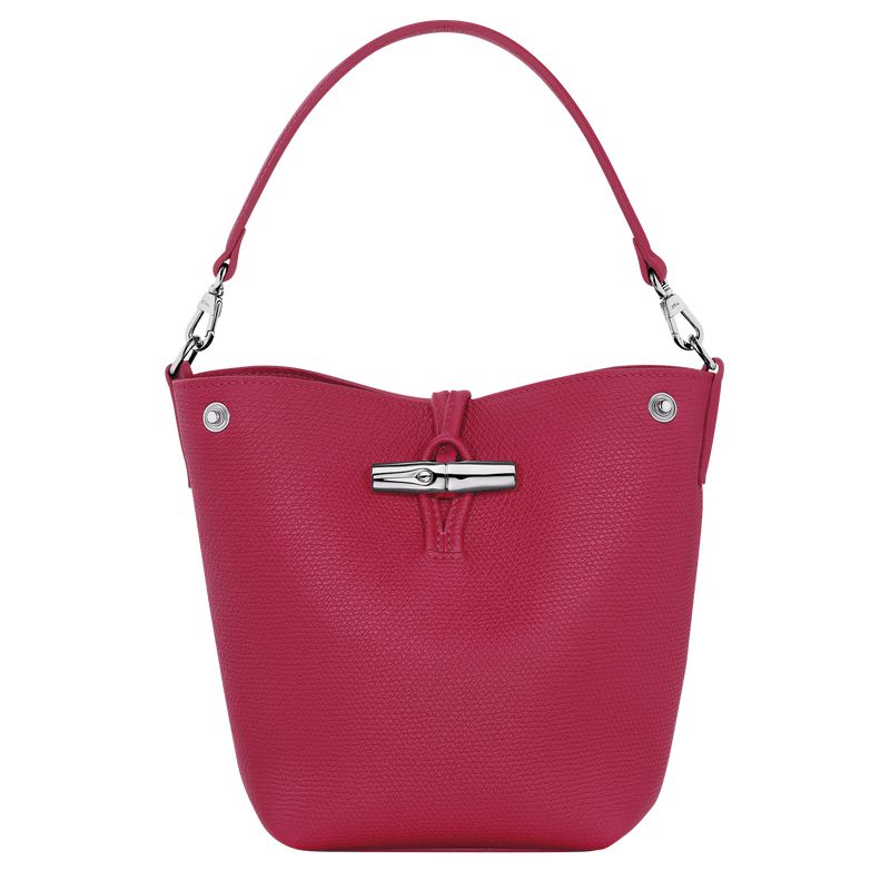 Women Longchamp Le Roseau Xs Bucket Bag Dark Pink | Ireland-908ZBWSOL
