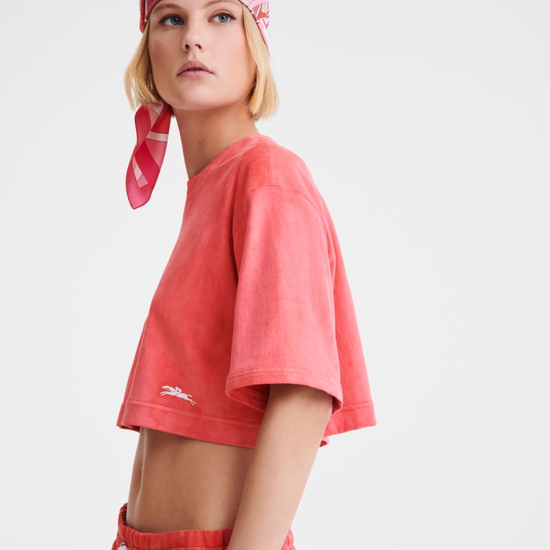 Women Longchamp Leather Crop Top Pink | Ireland-728OQEJPU