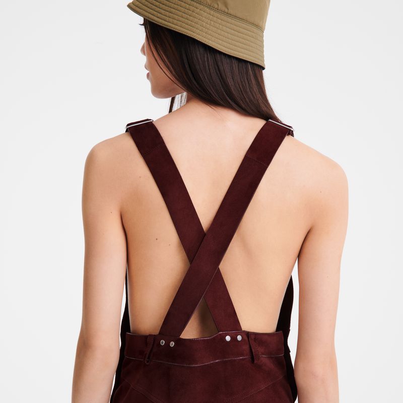 Women Longchamp Leather Jumpsuit Burgundy | Ireland-039OBTAEF
