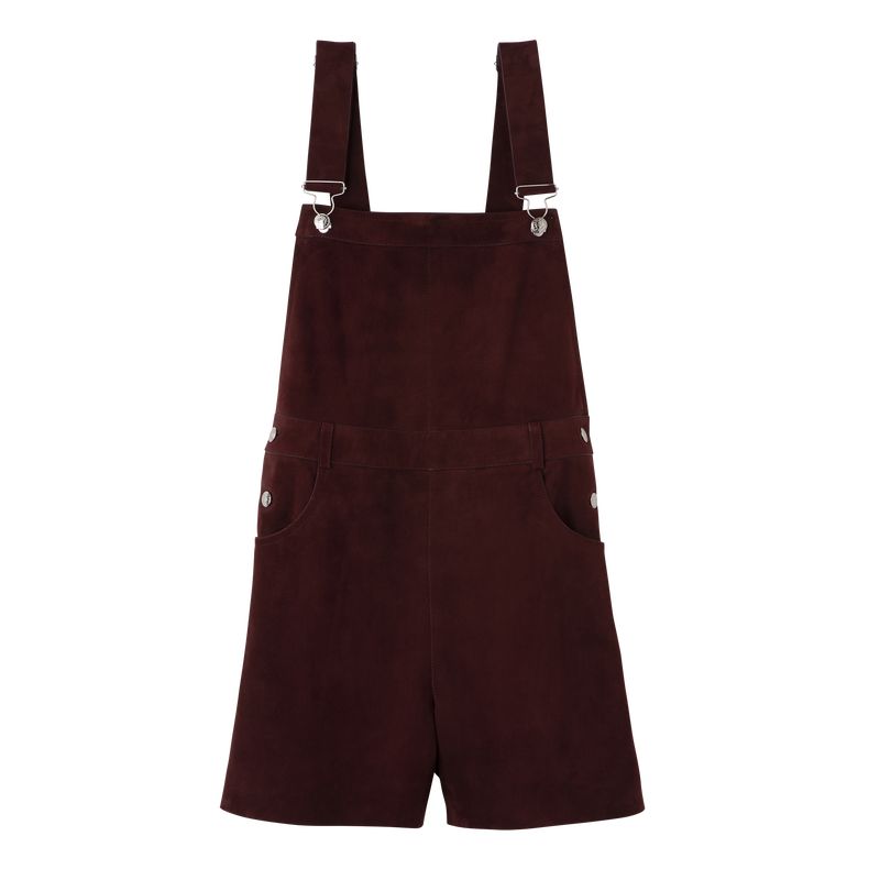 Women Longchamp Leather Jumpsuit Burgundy | Ireland-039OBTAEF