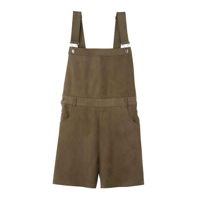 Women Longchamp Leather Jumpsuit Olive | Ireland-980LHGPAY