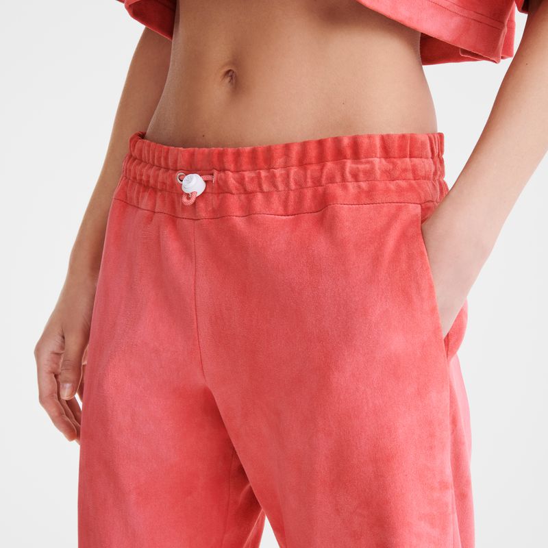 Women Longchamp Leather Straight Pants Pink | Ireland-139QPKFOT