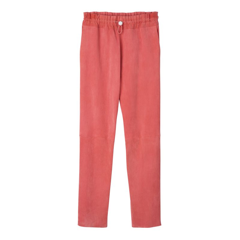 Women Longchamp Leather Straight Pants Pink | Ireland-139QPKFOT