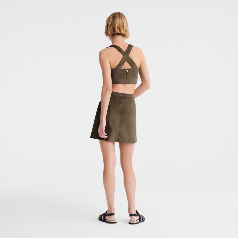 Women Longchamp Leather Top Khaki | Ireland-625VDPYXT
