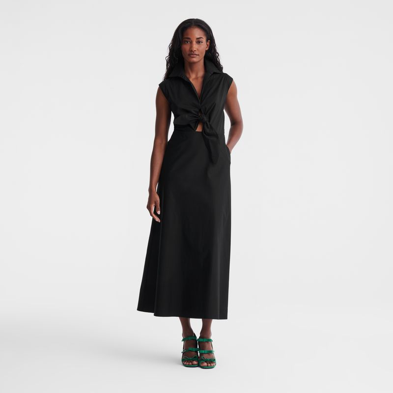 Women Longchamp Long Dress Black | Ireland-340GFEYLU