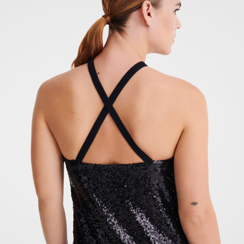 Women Longchamp Long Dress Black | Ireland-692XMLEBW