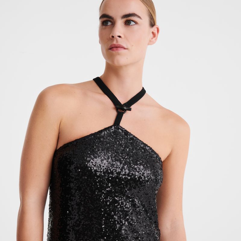 Women Longchamp Long Dress Black | Ireland-692XMLEBW