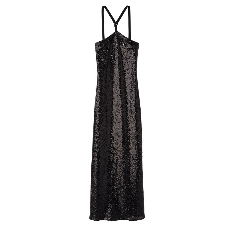 Women Longchamp Long Dress Black | Ireland-692XMLEBW