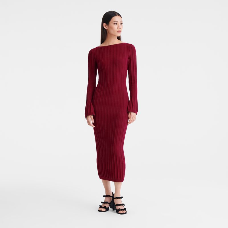 Women Longchamp Long Dress Dark Red | Ireland-614PIKNRV