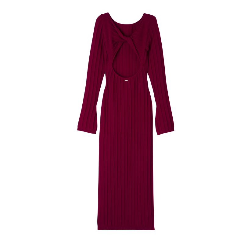Women Longchamp Long Dress Dark Red | Ireland-614PIKNRV